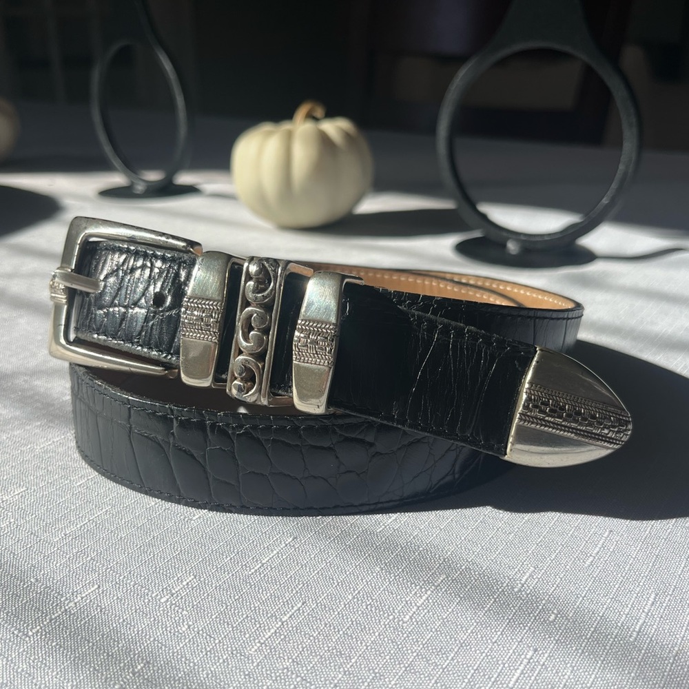 Streets Ahead Black Leather Belt with Silver Buckle